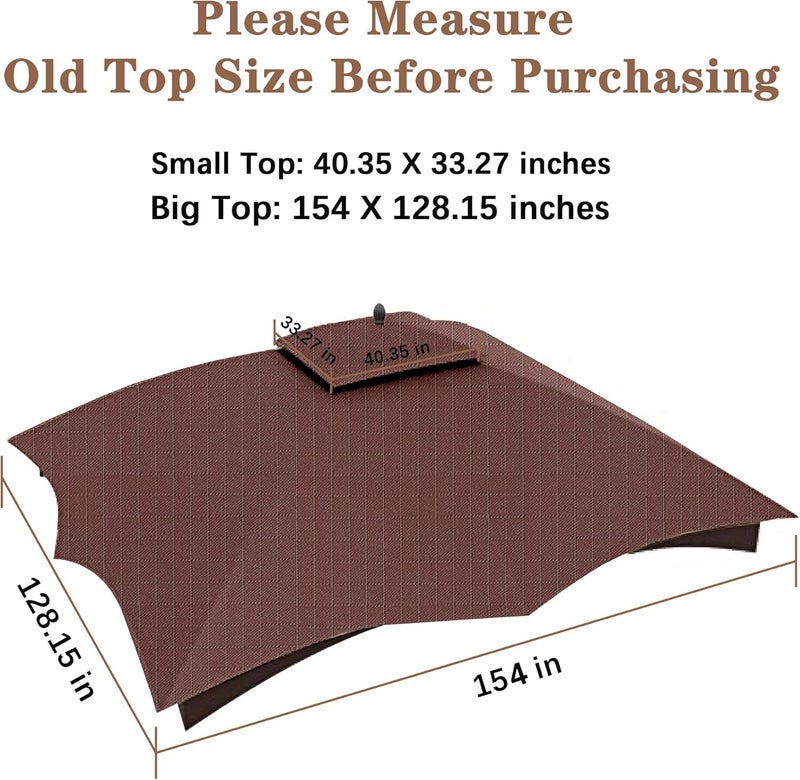 SCOCANOPY Brown Ripstop Replacement Top for Lowe's Allen Roth 10X12 Gazebo Model #GF-12S004B-1/ GF-12S004BTO - Image 4